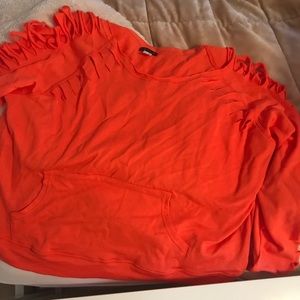 Slashed detail coral sweatshirt